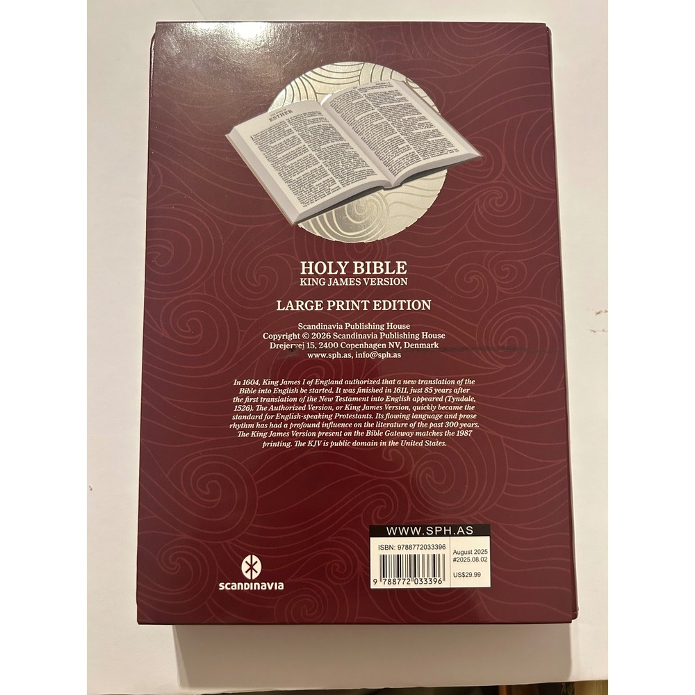 KJV Holy Bible Large Print Edition Burgundy PU Leather Silver Gilt - Picture 2 of 4